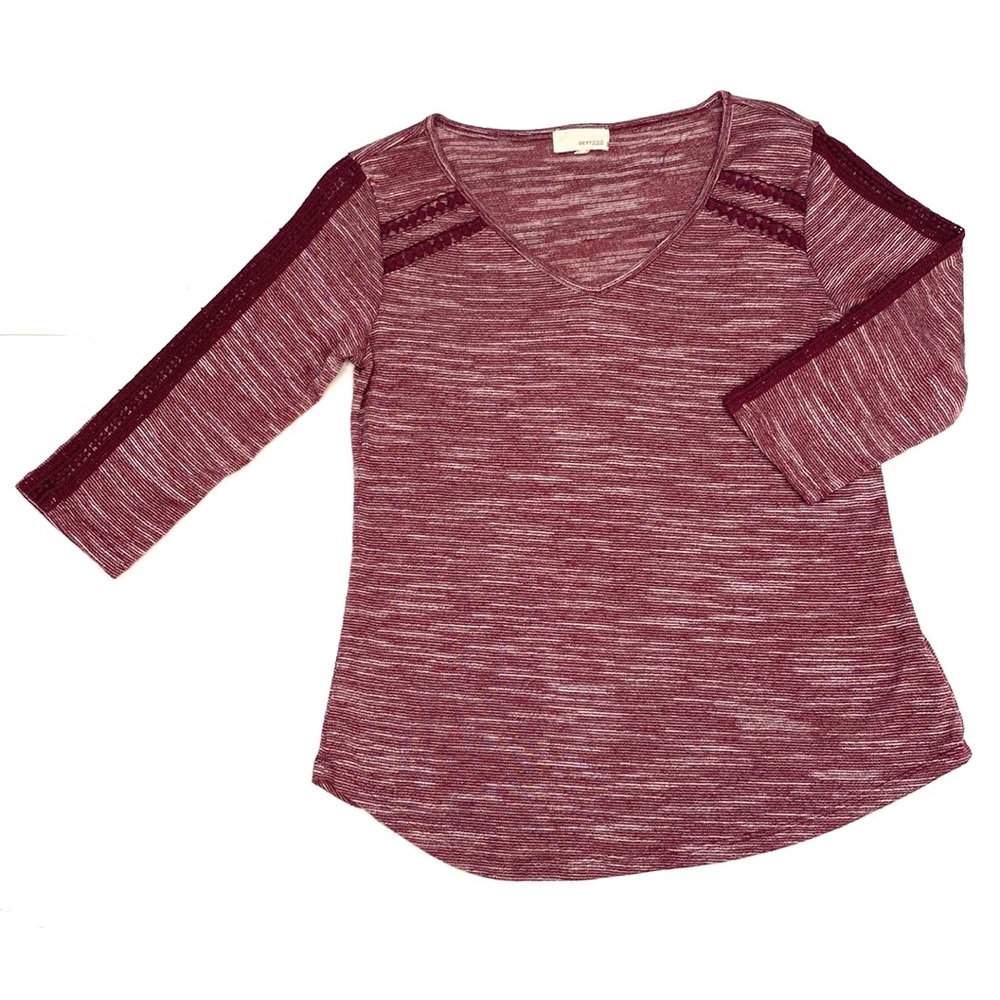 DEPT 222 Women's Burgundy V-Neck Long Sleeve Shirt